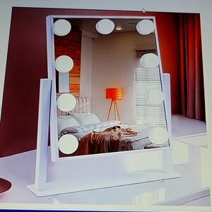 AOLISSI 9 lights Vanity Makeup Mirror Dimmable bulbs 3 colors 10x magnigication